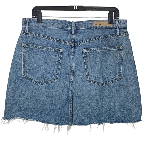 GRLFRND Milla Crystal Pearl Embellished Raw Hem Mini Denim Skirt Blue Solstice M - Picture 8 of 16